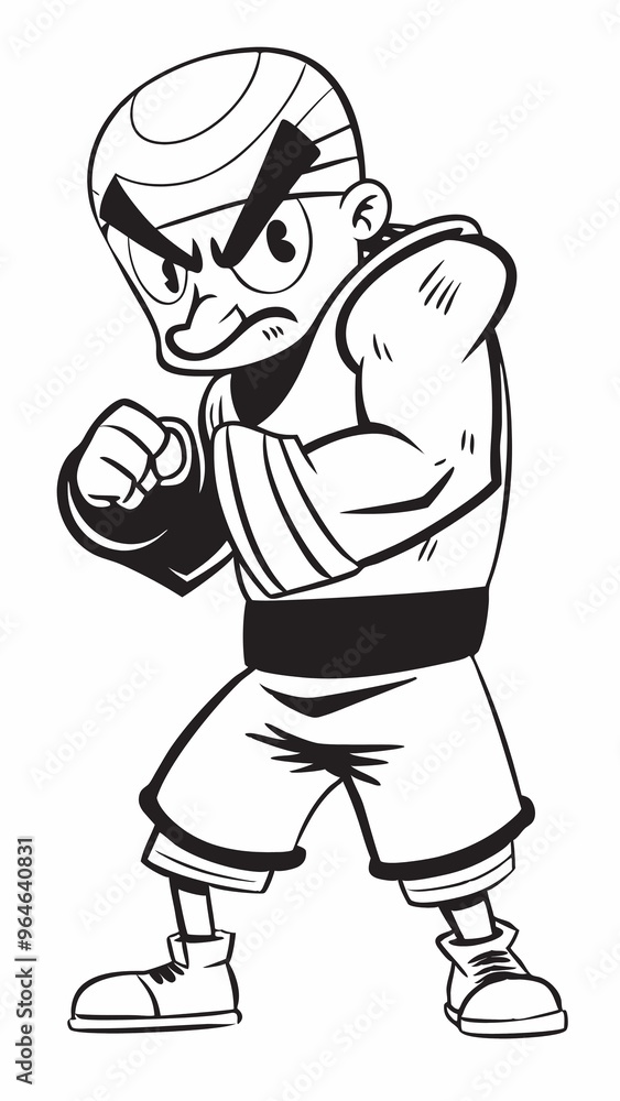 boxer ready to fight on white background. doodle art boxer ready to fight on white background. doodle art