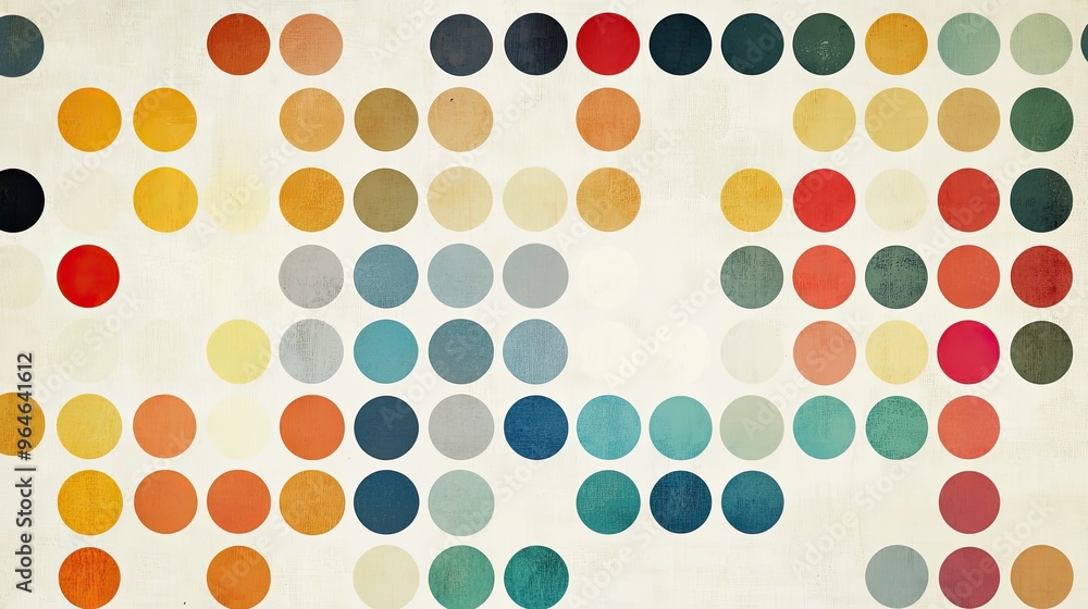 Modern Minimalism: Grid of Multicolored Dots Pattern Background Modern Minimalism: Grid of Multicolored Dots Pattern Background
