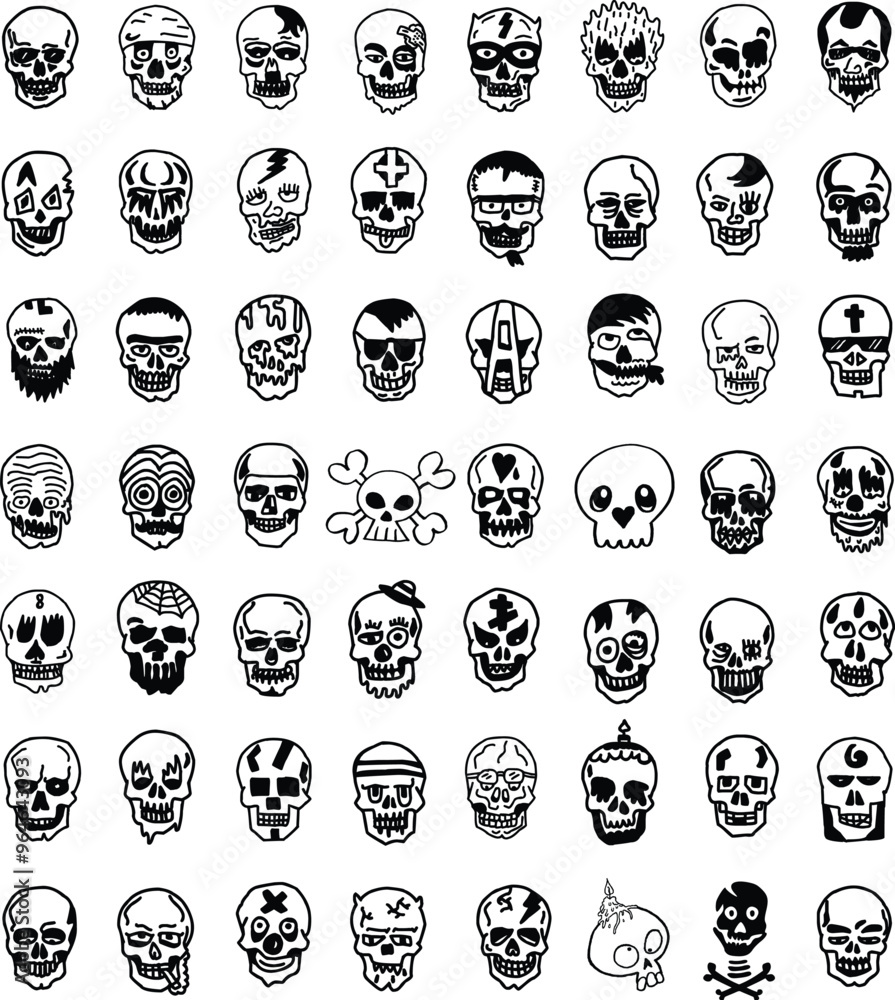Set of skull silhouette vector illustration Set of skull silhouette vector illustration