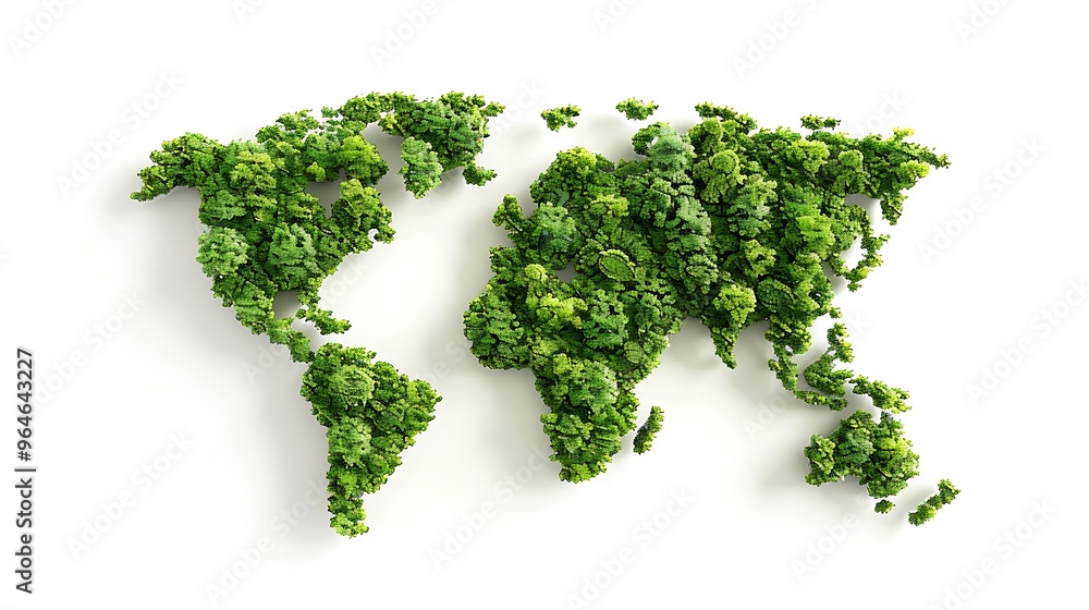 a map of the world made of trees. a map of the world made of trees.