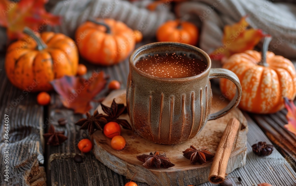 Warm Autumn Drink with Pumpkins and Spices Warm Autumn Drink with Pumpkins and Spices