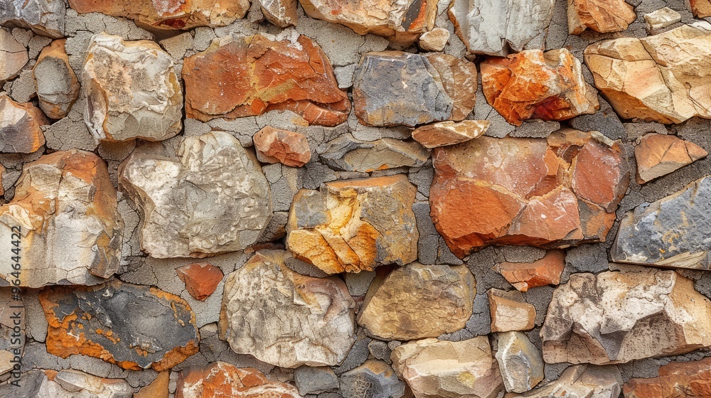 Stonewall of brown-orange brick with concrete stucco Stonewall of brown-orange brick with concrete stucco