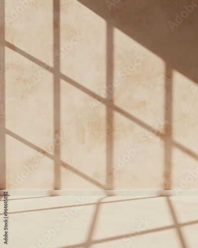 Vintage Minimalism Interior  Cream Marble Wall with Telephone Cord Shadows  Retro Nostalgic Mood  Warm Soft Lighting  Daytime Scene