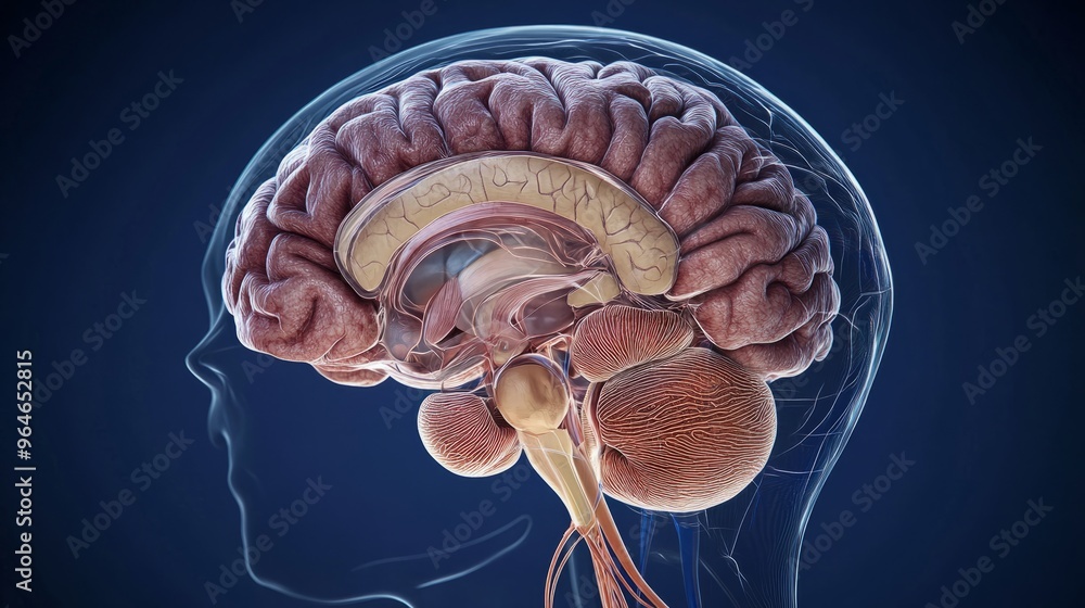 Human Brain Anatomy 3D Illustration Side View Stock Illustration ...