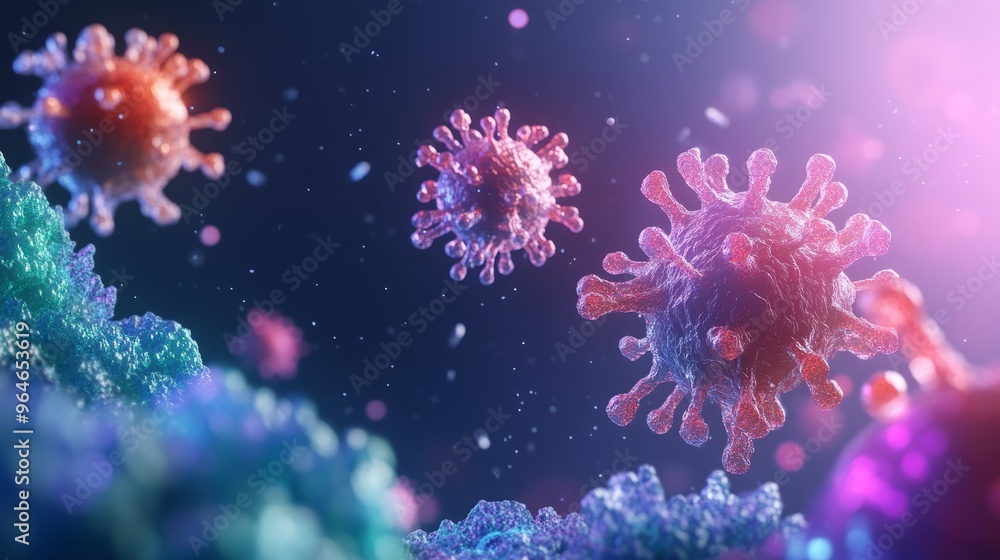 3D Rendered Virus Model with Bokeh Background 3D Rendered Virus Model with Bokeh Background