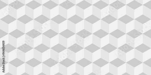 Vector Minimal cubes geometric tile and mosaic wall grid backdrop hexagon technology wallpaper background. white and gray block cube structure backdrop grid triangle texture vintage design.