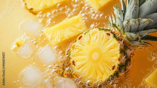 sliced fresh pineapple in water