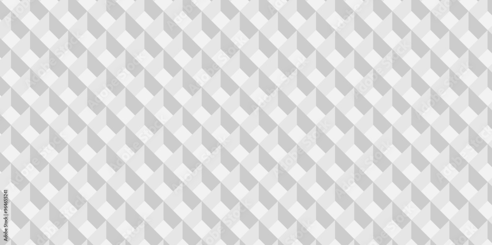 Naklejka premium Minimal vector cube triangle geometric tile mosaic wall grid retro digital hexagon technology wallpaper background. white and gray block cube structure backdrop square triangle texture vintage design.