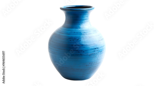 A blue ceramic vase isolated on white background 