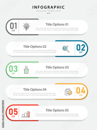 Business infographic template. 5 Step timeline journey. Process diagram, 5 options on white background, Infograph elements vector illustration.