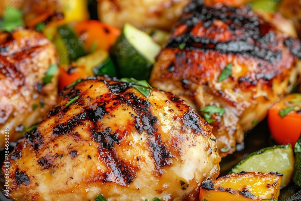 honey mustard glazed grilled chicken, with golden brown crispy skin, drizzled with a glossy sauce honey mustard glazed grilled chicken, with golden brown crispy skin, drizzled with a glossy sauce
