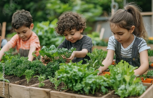 Wallpaper Mural Young people tending to plants in the school yard Torontodigital.ca