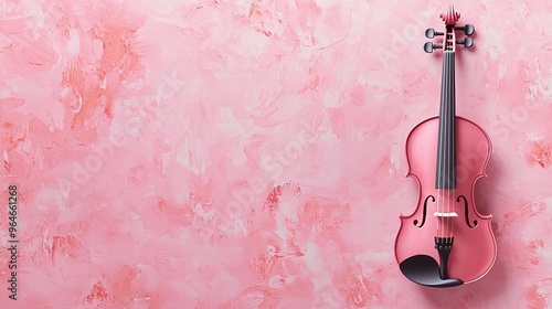Pink Violin on Pink Background.