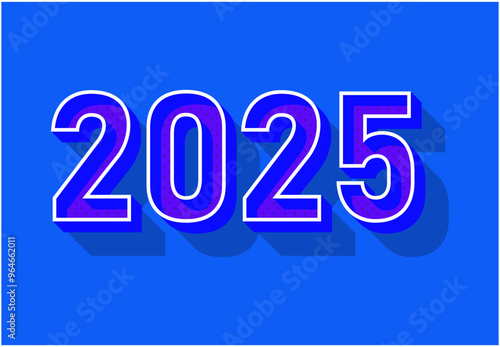 2025 Happy New Year Realistic Decoration Blue Design Abstract Vector Illustration