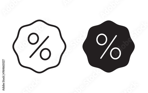 Discount percentage cost rate icon and vector illustration
