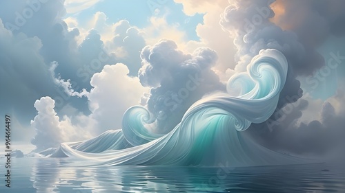 Background with abstract waves and clouds 
