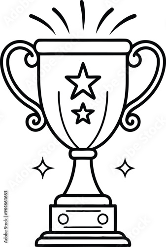 drawing of enchanted trophy line art vector illustration