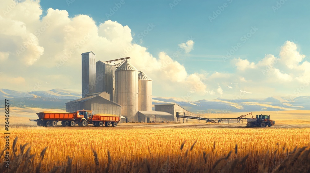 Agricultural Processing Facility with Large Grain Silos Agricultural Processing Facility with Large Grain Silos