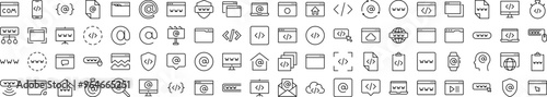 Web Page, Design, Programming Outline Sign Collection. Editable Stroke. Perfect for Infographics, Articles, Books, Flyers, Banners