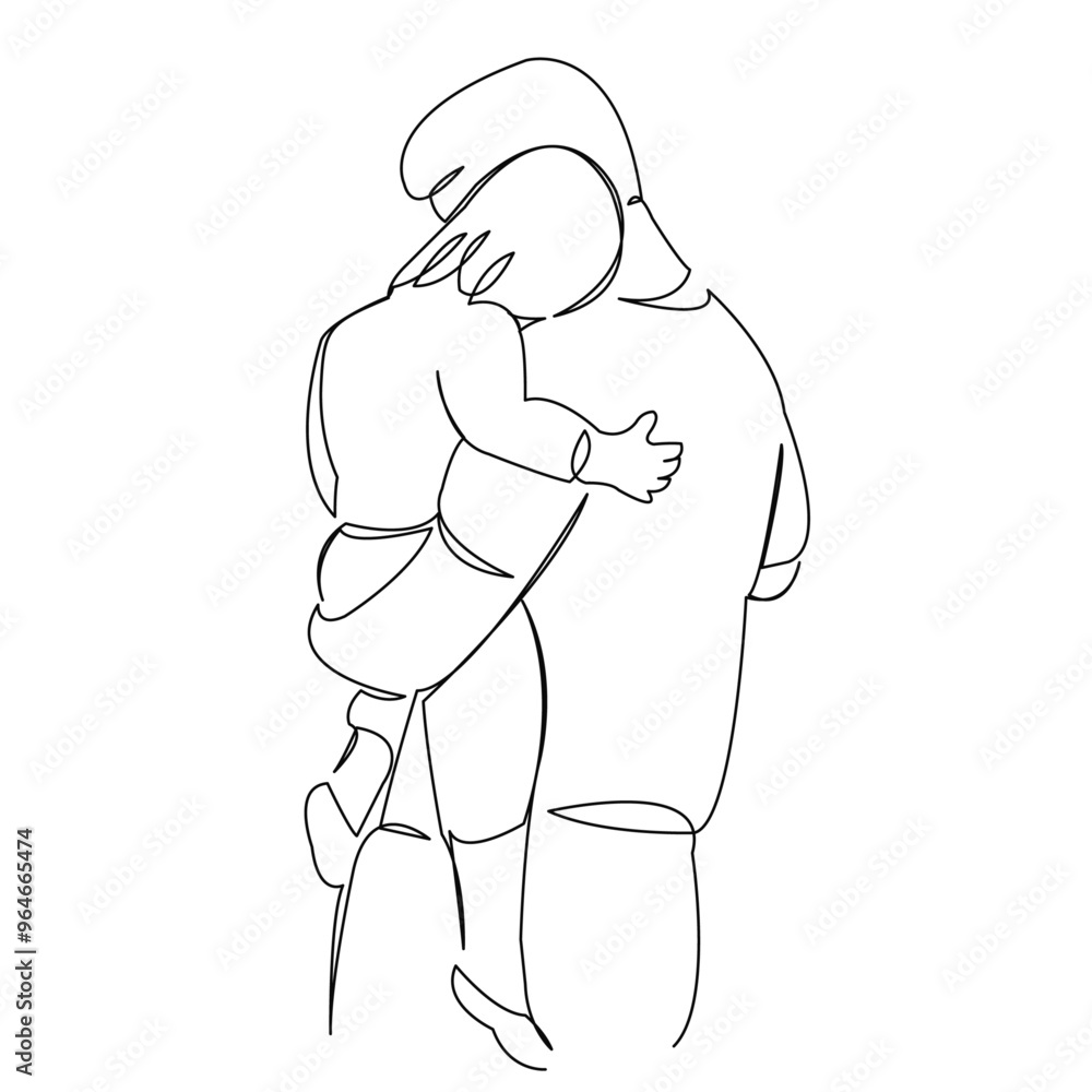 One continuous single drawing line art doodle parent, happy, man, child, father, daughter. Isolated image hand draw contour on a white background
One continuous single drawing line art doodle parent, happy, man, child, father, daughter. Isolated image hand draw contour on a white background