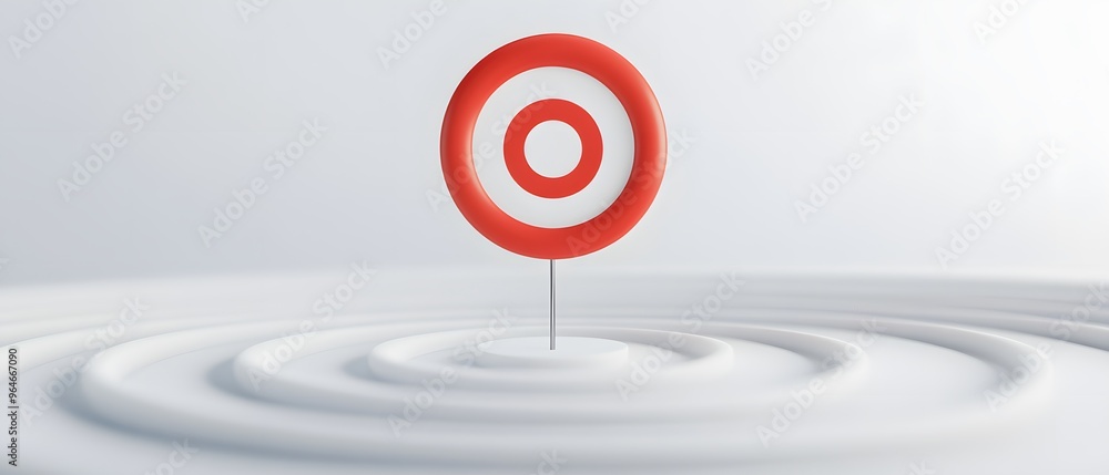 Red Target Symbol on White Swirling Platform Red Target Symbol on White Swirling Platform