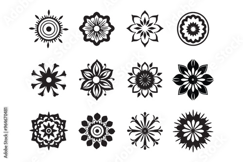 Set of Mandala Illustration Design, geometrical Mandala Clipart, coloring book interior, Muslim mandala, Line art, Round Ornament Pattern, Illustration of mandala art decor design, silhouette.