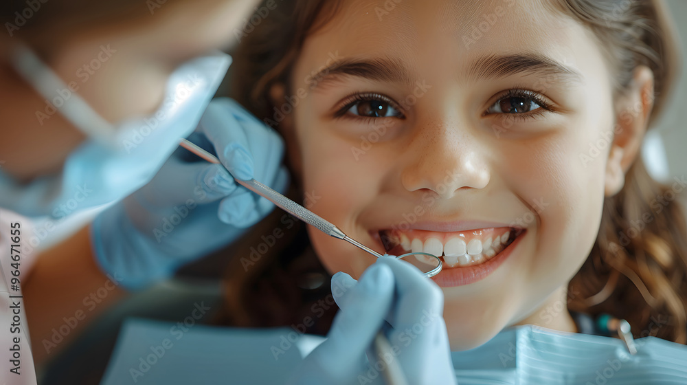 Confident Care: Smiling Child Receiving Dental Treatment at Healthcare Center Confident Care: Smiling Child Receiving Dental Treatment at Healthcare Center