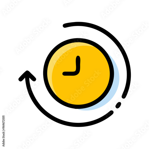 Black and yellow icon of clockwise