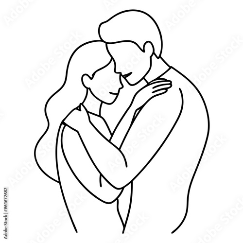 Romantic Couple Hugging Vector Illustration