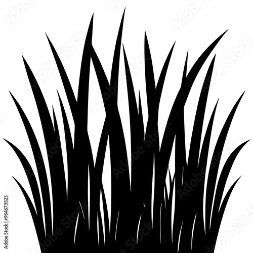 Seamless Black Grass Silhouette on White - Vector Art photo