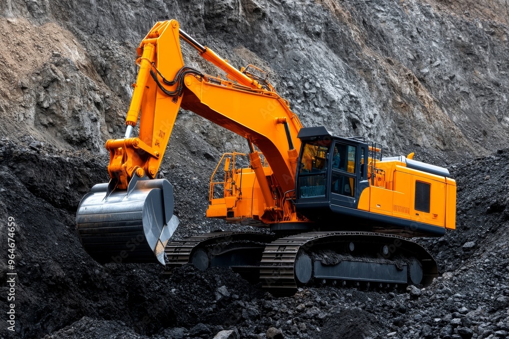Heavy-duty engine in a mining excavator, digging deep into the earth for precious minerals Heavy-duty engine in a mining excavator, digging deep into the earth for precious minerals