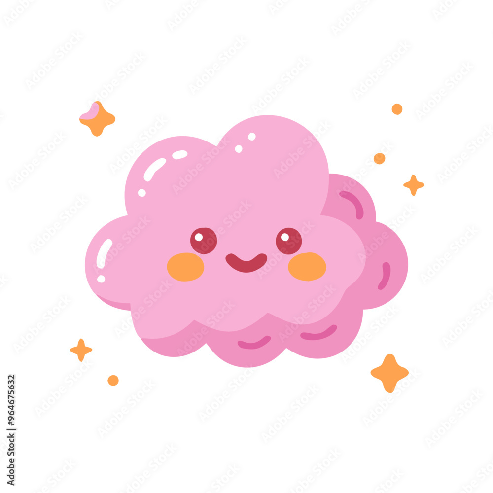 Pink Smiling Cloud Icon, Cute and Friendly Design Pink Smiling Cloud Icon, Cute and Friendly Design