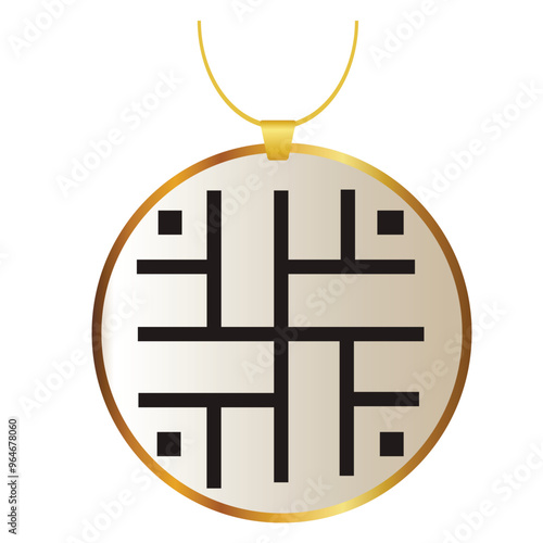 Slavic amulet Putnik. For a traveler on the road and in transport. Pendant in the car for good luck. Sample. For the design of amulets, souvenirs, decoration of ethnic clothing. Digital vector  photo