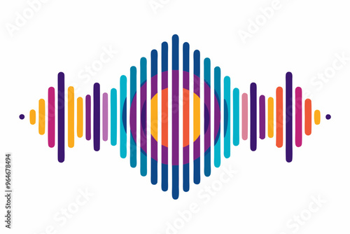 Sound Waves Vector Art Interpretation on White Background