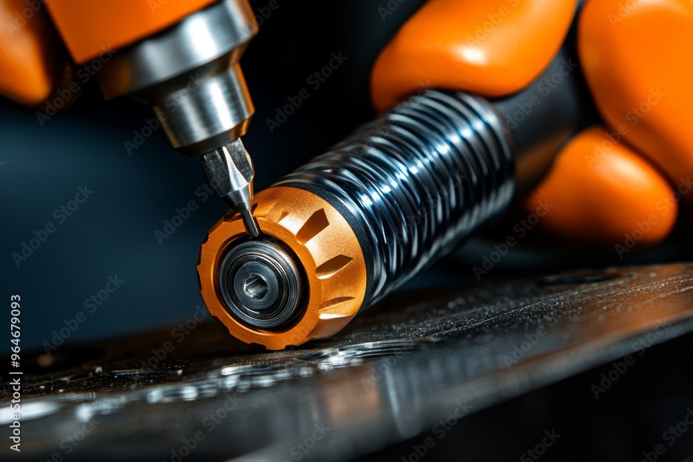 Torque wrench used to apply precise pressure while tightening bolts on ...