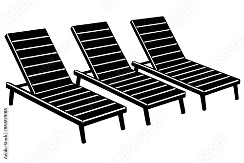 


      Poolside lounge chairs vector illustration.
