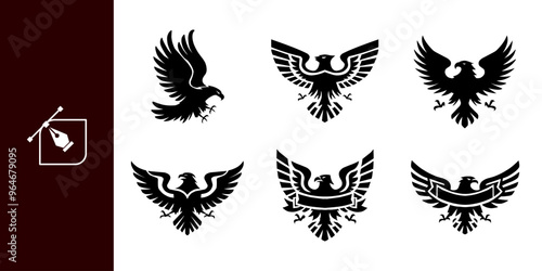 Hand-drawn eagle logo vector. Graphic eagle logo template, Vector elements for logos, Sorry for the clutter!!!