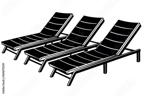 


      Poolside lounge chairs vector illustration.
