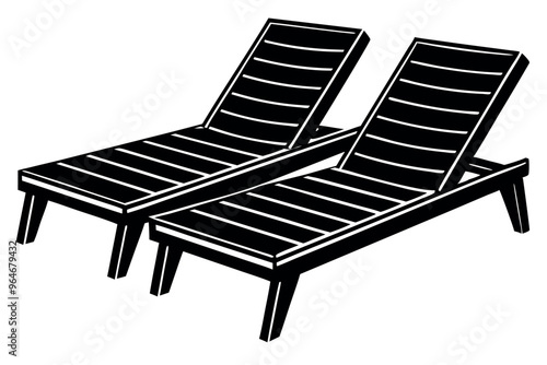 


      Poolside lounge chairs vector illustration.
