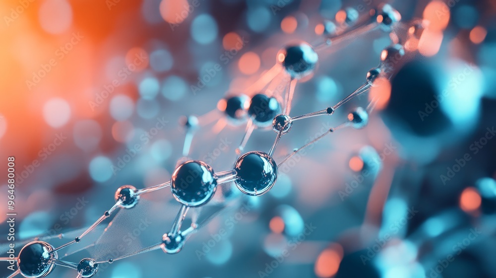 Abstract Molecular Structure Blue and Orange Background 3D Rendering Abstract Molecular Structure Blue and Orange Background 3D Rendering