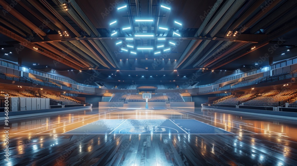 A dynamic sports arena with modern architecture and vibrant lighting, creating an energetic and exciting atmosphere. A dynamic sports arena with modern architecture and vibrant lighting, creating an energetic and exciting atmosphere.