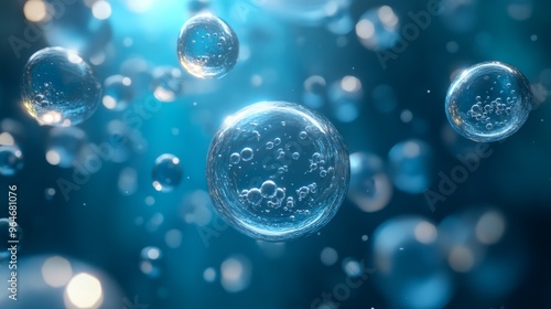 Wallpaper Mural Abstract Blue Water Bubbles with Bokeh Background Torontodigital.ca