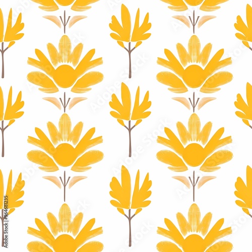 seamless pattern with flower and leaves, boho style, background for wallpaper