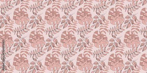 Creative conceptual images of abstract tree leaves, textures in a minimalistic style. Modern design templates for holidays, advertising, brand, bed linen. Ornament, seamless pattern, texture.