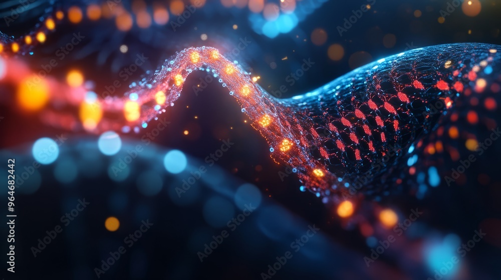 Abstract Digital Network with Glowing Lights and Bokeh Abstract Digital Network with Glowing Lights and Bokeh