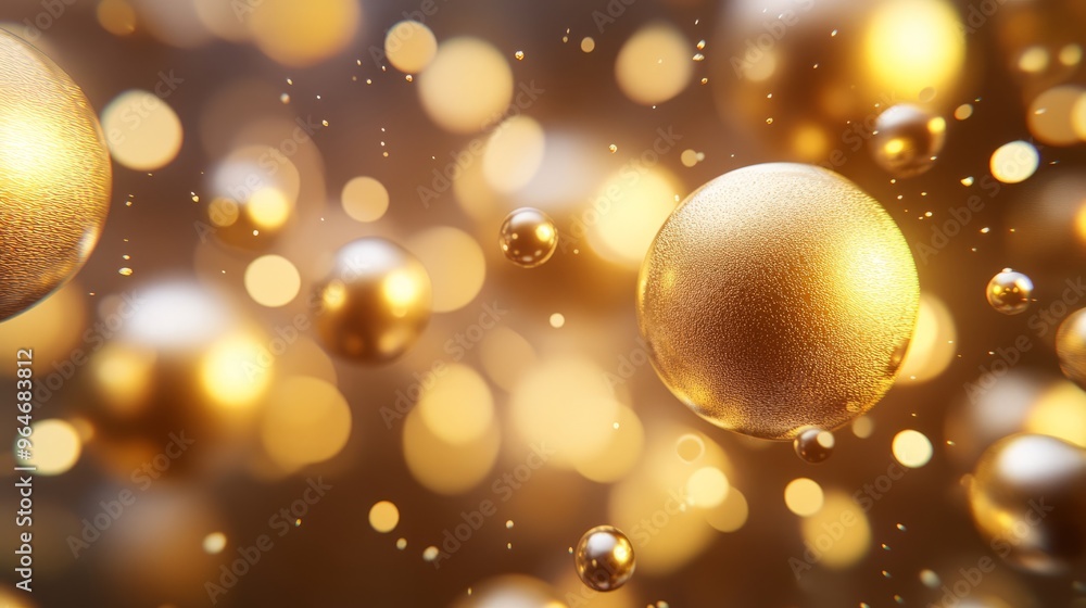 Abstract Golden Spheres and Bokeh Background Abstract Golden Spheres and Bokeh Background