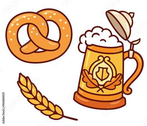 Beer stein and pretzel drawing set