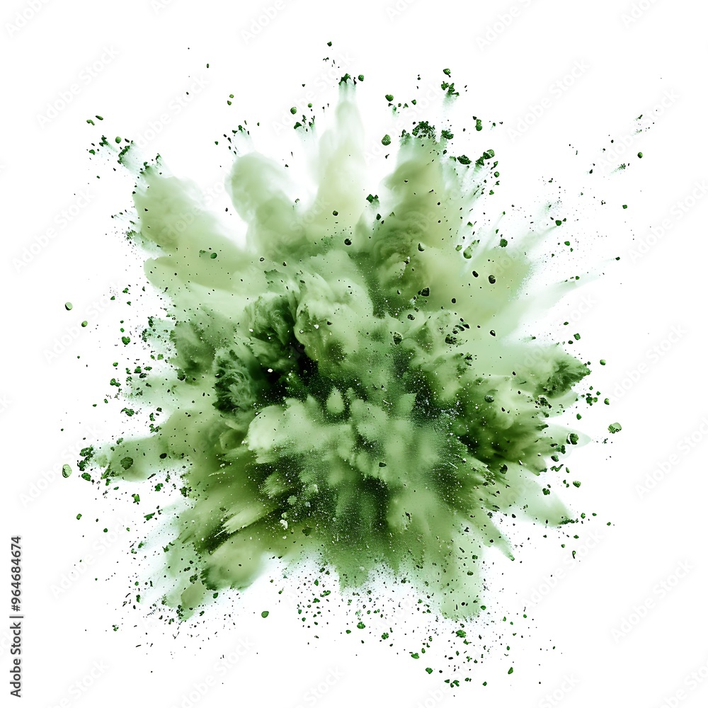 white background with green powder. white background with green powder.