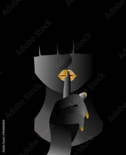Silent Gesture - Ideal for Mystery, Secrecy-Themed Designs, or Minimalist Posters
