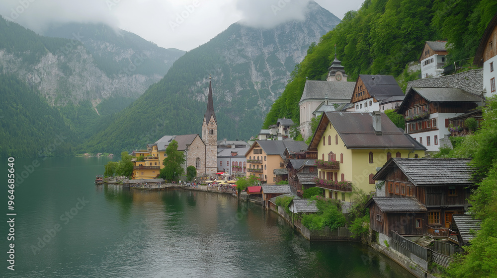 Hallstatt village is a beautiful village located on the waterfront, surrounded by beautiful nature. Hallstatt village is a beautiful village located on the waterfront, surrounded by beautiful nature.